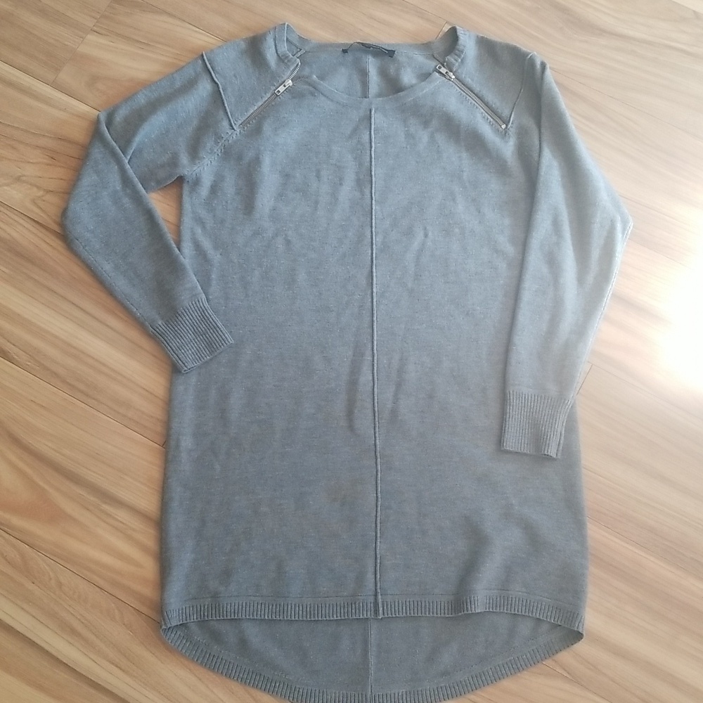French Connection Gray Tunic Top Dress With Zipper Detail Womens Medium